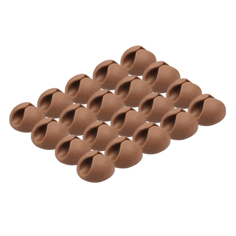 ROK Hardware Multipurpose Silicone Cable Clip Grip Wire Cord Type USB Desk Wall Desktop Organizer Charger Holder (20 Pack, Brown) - Image 1